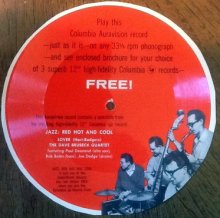 Jazz: Red, Hot and Cool  - Columbia Auravision Promo Cardboard record - 